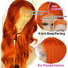 #350 Ginger Orange Wigs 13x4 HD Transparent Lace Front Human Hair Wig Body Wave Glueless Lace Wigs Pre Plucked - Ossilee Hair