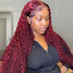 13x4 Water Wave Burgundy 99J Lace Front Wigs 10A Brazilian Virgin Human Hair - Ossilee Hair