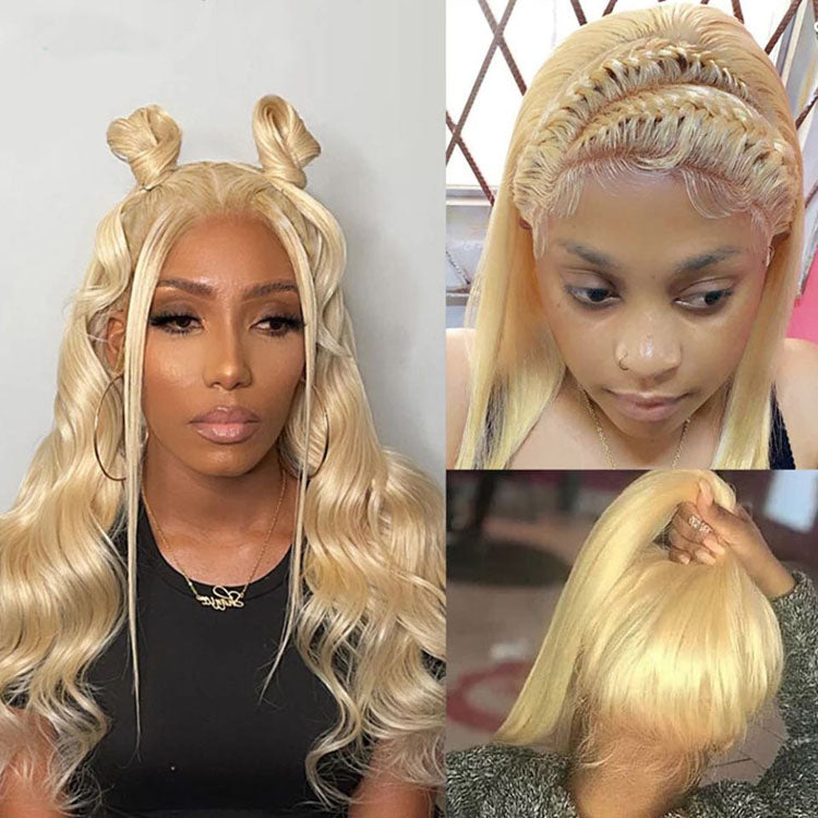 360 Lace Frontal Wigs 613 Blonde Lace Front Wigs Straight Human Hair Pre Plucked with Baby Hair - Ossilee Hair