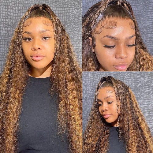 13x4/13x6 HD Lace Front Wigs Water Wave Frontal Wig 4/27 Highlight Human Hair Wigs Customized Piano Color - Ossilee Hair