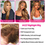 13x4/13x6 HD Lace Front Wigs Body Wave 4/27 Highlight Human Hair Wigs Customized Piano Color - Ossilee Hair