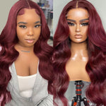 5x5 HD Lace Closure Wigs Straight/Body Wave Burgundy Lace Front Wig Red 99j Colored Human Hair Wigs - Ossilee Hair