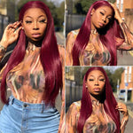 5x5 HD Lace Closure Wigs Straight/Body Wave Burgundy Lace Front Wig Red 99j Colored Human Hair Wigs - Ossilee Hair