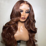 Color 4 Chocolate Brown Lace Front Wigs 4x4/13x4 Body Wave Human Hair Closure Wigs 10A Grade - Ossilee Hair