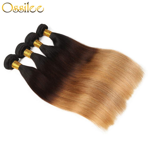 4 Bundles 1B/4/27 Ombre Brazilian Straight Human Hair Weave Bundles New Arrival - Ossilee Hair