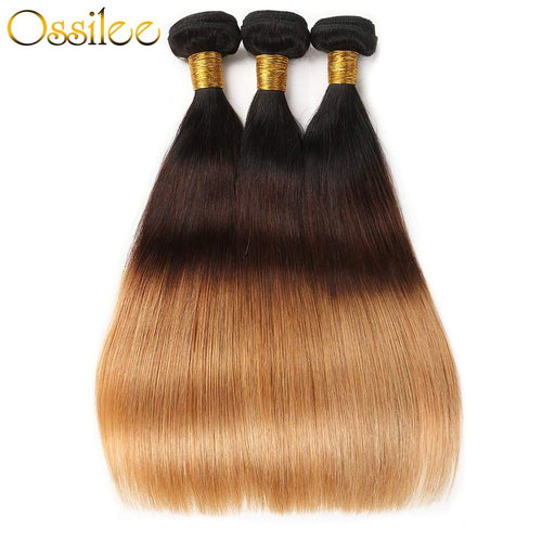 4 Bundles 1B/4/27 Ombre Brazilian Straight Human Hair Weave Bundles New Arrival - Ossilee Hair