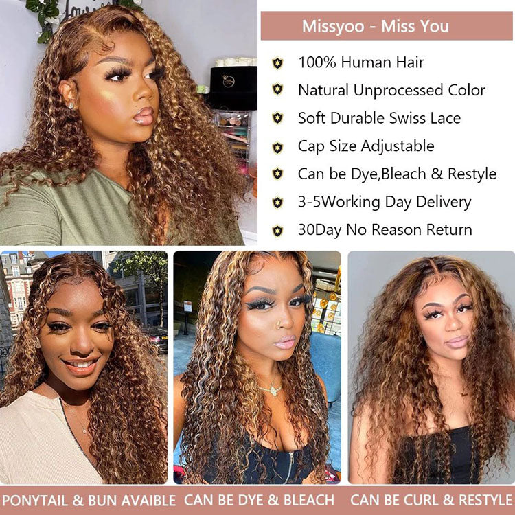 5x5 HD Lace Closure Wigs Deep Wave Human Hair 4/27 Highlight Lace Wigs Pre Plucked - Ossilee Hair