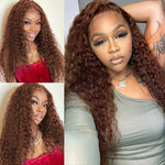 4x4/5x5/13x4 Chocolate Brown Curly Lace Front Wigs Human Hair Colored HD Lace Wigs Pre Plucked Natural Hairline - Ossilee Hair