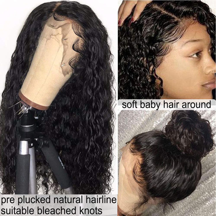 4x4/13x4 Lace Front Wig Human Hair 180% 250% Density Brazilian Virgin Water Wave Wig 11A Grade - Ossilee Hair
