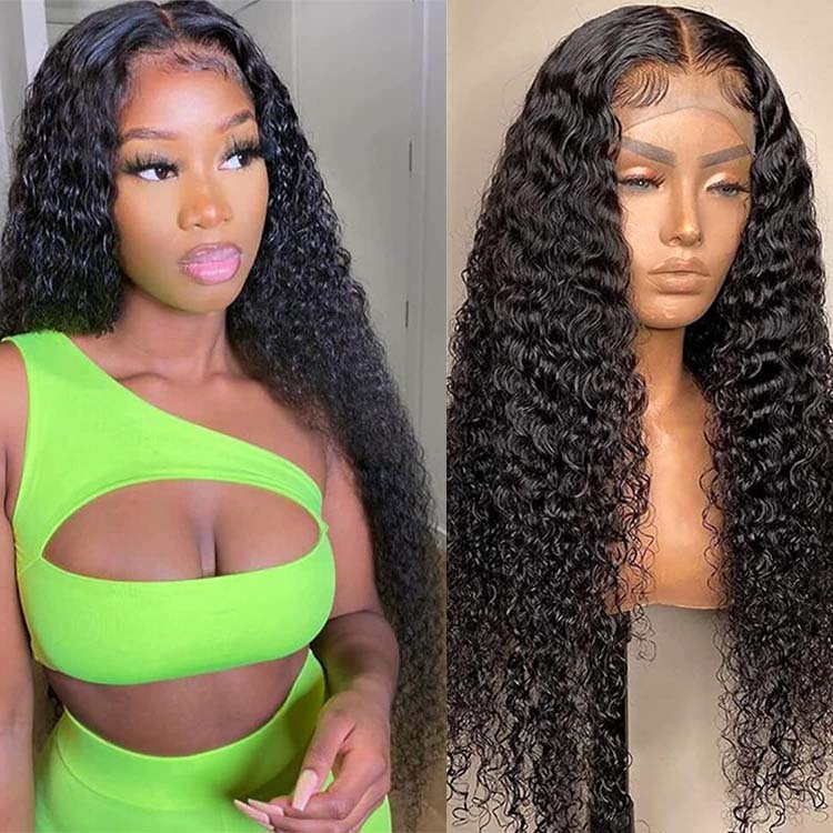 Brazilian Jerry Curly Wig 6x6 Pre-Plucked Lace Closure Wigs 150% 180% 250% Density Virgin Human Hair Wig 10A Grade - Ossilee Hair