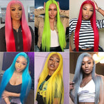 Colore Wigs Straight Human Hair 13x4 HD Lace Front Wigs Blue/Green/Pink/Yellow Color - Ossilee Hair