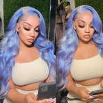 Colored Human Hair Wigs 13x4 HD Lace Front Human Hair Wigs Body Wave Blue/Green/Pink/Yellow Color - Ossilee Hair