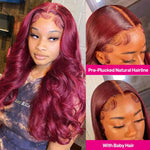 4x4 HD Lace Closure Wigs 99J Burgundy Color Straight/Body Wave Lace Front Human Hair Wigs - Ossilee Hair