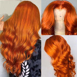 #350 Ginger Orange Wigs 13x4 HD Transparent Lace Front Human Hair Wig Body Wave Glueless Lace Wigs Pre Plucked - Ossilee Hair