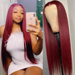 5x5 HD Lace Closure Wigs Straight/Body Wave Burgundy Lace Front Wig Red 99j Colored Human Hair Wigs - Ossilee Hair