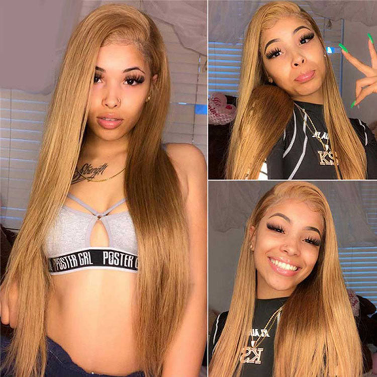 27 Color Honey Blonde 13x4 Straight HD Lace Front Wigs Brazilian Virgin Human Hair - Ossilee Hair