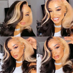 4x4/13x4 Highlight HD Lace Front Wigs Body Wave Skunk Stripe Highlight Lace Front Human Hair Wigs - Ossilee Hair