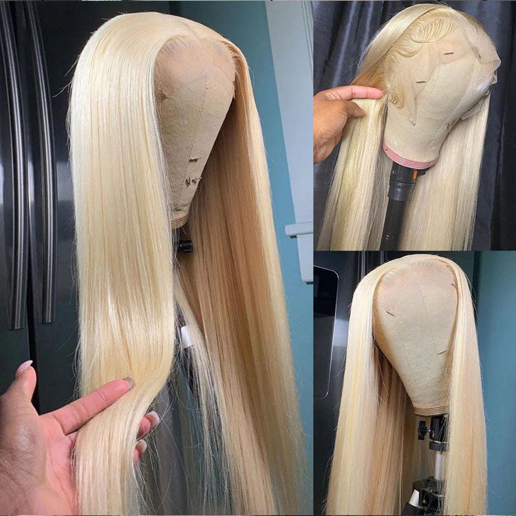 5x5/6x6 HD Transparent Lace Wigs 613 Blonde Straight Brazilian Human Hair Closure Wig - Ossilee Hair