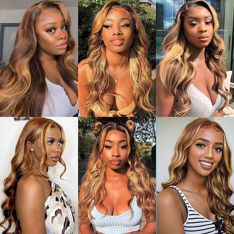 13x4/13x6 HD Lace Front Wigs Body Wave 4/27 Highlight Human Hair Wigs Customized Piano Color - Ossilee Hair