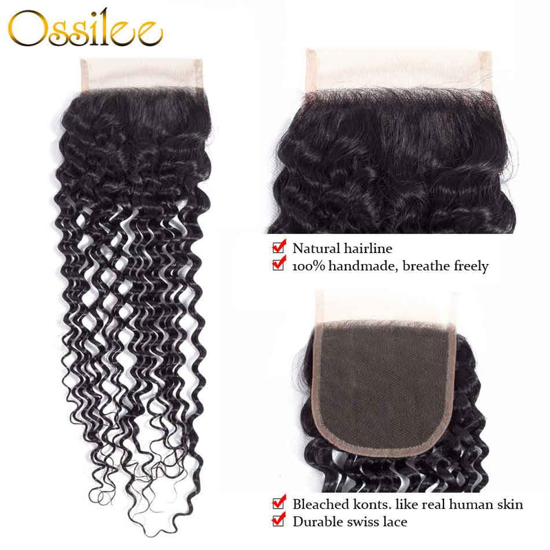 Real 9A Grade Virgin Hair Deep Wave 3Pcs Deep Wave With Lace Closure - Ossilee Hair