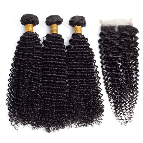 Top Quality 9A 3Pcs Jerry Curly With 4x4 Lace Closure Soft Indian Virgin Hair Bundles - Ossilee Hair