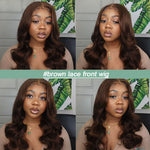 Color 4 Chocolate Brown Lace Front Wigs 4x4/13x4 Body Wave Human Hair Closure Wigs 10A Grade - Ossilee Hair