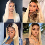 Ombre Blonde Lace Wigs 4x4/13x4 Lace Front Human Hair Wigs 1b 613 Straight Hair Wigs - Ossilee Hair