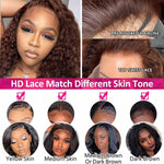 Chocolate Brown Water Wave Wig 13x4 HD Lace Frontal Wig Human Hair - Ossilee Hair