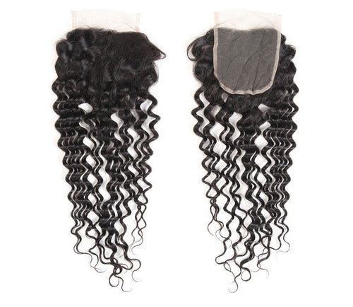4x4 Water Wave Human Hair Lace Closure Middle Part,Free Part ,Three Part - Ossilee Hair