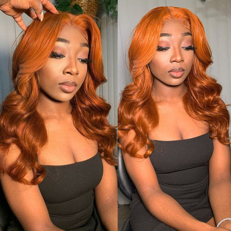 #350 Ginger Orange Wigs Body Wave 360 Lace Frontal Wigs Human Hair - Ossilee Hair