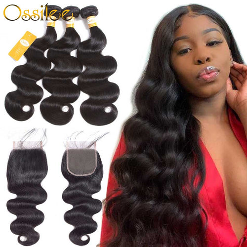 Real 9A Unprocessed Virgin Hair Body Wave With 4x4 Lace Closure - Ossilee Hair