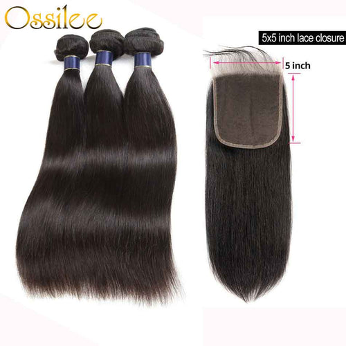 5x5 Lace Closure With Hair Bundles New Arrival Brazilian Straight Hair With 5x5 Lace Closure - Ossilee Hair