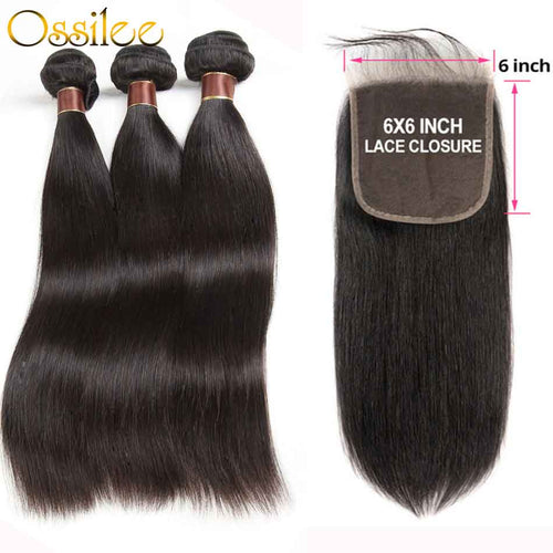 6x6 Lace Closure With Hair Bundles New Arrival Brazilian Straight Hair With 6x6 Lace Closure - Ossilee Hair