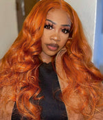 #350 Ginger Orange Wigs Body Wave 360 Lace Frontal Wigs Human Hair - Ossilee Hair