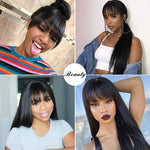 Full Machine Made Straight Human Hair Wigs with Bang Glueless wig with Bangs Brazilian Human Hair Wigs for Women - Ossilee Hair