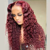5x5 Water Wave HD Lace Closure Wig 99j Burgundy Lace Wig for Women Brazilian Virgin Hair - Ossilee Hair