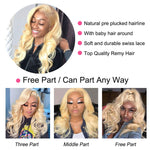 4x4 Lace Closure Wigs Brazilian Body Wave Pre Plucked 613 Blonde Human Hair Lace Wigs - Ossilee Hair