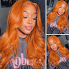 #350 Ginger Orange Wigs 13x4 HD Transparent Lace Front Human Hair Wig Body Wave Glueless Lace Wigs Pre Plucked - Ossilee Hair