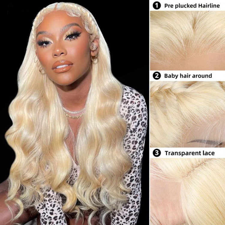 360 Lace Frontal Wigs 613 Blonde Human Hair Lace Wigs Body Wave Can be Bleached - Ossilee Hair