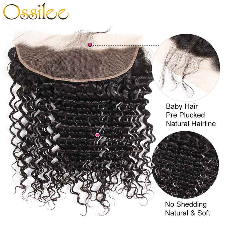 Deep Wave Pre-plucked 13x4 Lace Frontal 100% Human Hair - Ossilee Hair