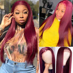 4x4 HD Lace Closure Wigs 99J Burgundy Color Straight/Body Wave Lace Front Human Hair Wigs - Ossilee Hair