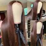 Color 4 Chocolate Brown Lace Front Wigs 4x4/13x4 Straight Human Hair Closure Wigs 10A Grade - Ossilee Hair