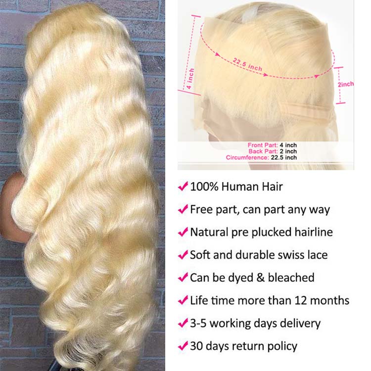 360 Lace Frontal Wigs 613 Blonde Human Hair Lace Wigs Body Wave Can be Bleached - Ossilee Hair