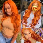 #350 Ginger Orange Wigs 13x4 HD Transparent Lace Front Human Hair Wig Body Wave Glueless Lace Wigs Pre Plucked - Ossilee Hair