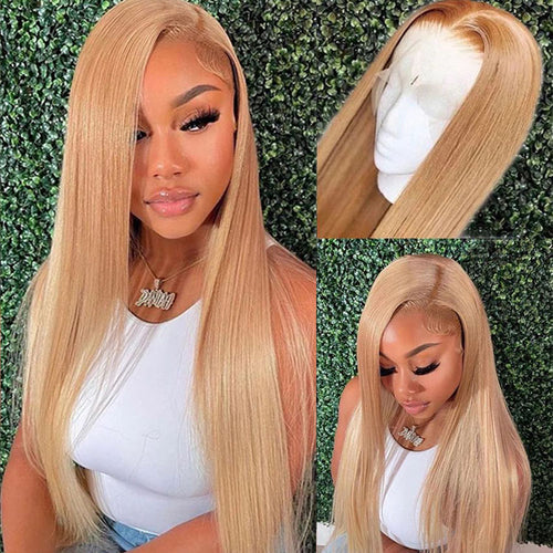 27 Color Honey Blonde 13x4 Straight HD Lace Front Wigs Brazilian Virgin Human Hair - Ossilee Hair