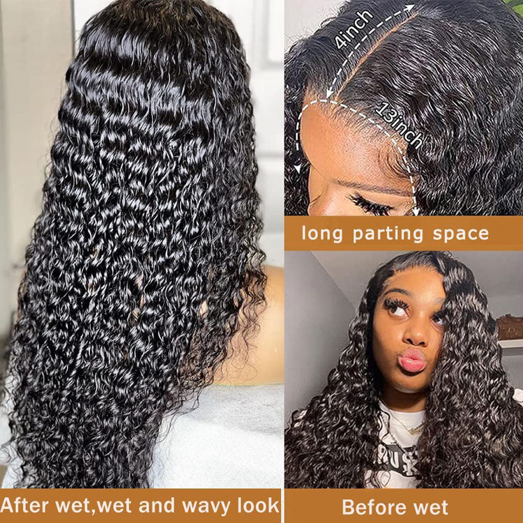13x4 HD Lace Front Wig 5X5 HD Closure Wig Human Hair Brazilian Virgin Water Wave Wig Transparent Frontal Wigs 10A Grade - Ossilee Hair