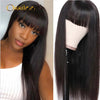 Full Machine Made Straight Human Hair Wigs with Bang Glueless wig with Bangs Brazilian Human Hair Wigs for Women - Ossilee Hair