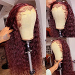 13x4 Water Wave Burgundy 99J Lace Front Wigs 10A Brazilian Virgin Human Hair - Ossilee Hair