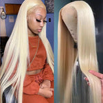 5x5/6x6 HD Transparent Lace Wigs 613 Blonde Straight Brazilian Human Hair Closure Wig - Ossilee Hair