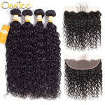 9A Grade Brazilian Water Wave Grade 3Bundles With 13x4 Pre-Plucked Lace Frontal - Ossilee Hair